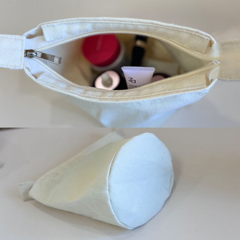 Τσαντάκι αποθήκευσης καλλυντικών με εσωτερικό φερμουάρ και ενσωματωμένη τσέπη, ύφασμα, στυλ ώριμης γυναίκας