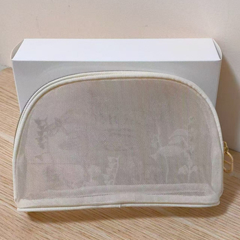 Τσάντα καλλυντικών με κεντημένο μοτίβο πεταλούδας, διχτυωτό ύφασμα, PU επένδυση, αναπνεύσιμη, Unisex, Άνοιξη 2025