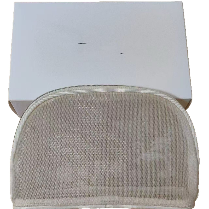 Τσάντα καλλυντικών με κεντημένο μοτίβο πεταλούδας, διχτυωτό ύφασμα, PU επένδυση, αναπνεύσιμη, Unisex, Άνοιξη 2025