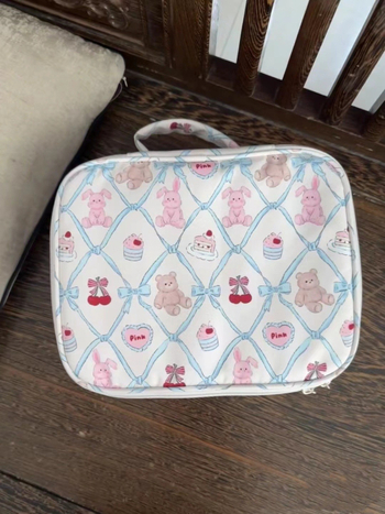 Τσάντα καλλυντικών με διπλό στρώμα, μεγάλη χωρητικότητα, κατάλληλη για ταξίδια, νάιλον, καρό μοτίβο, επένδυση πολυεστέρα, πολυλειτουργική