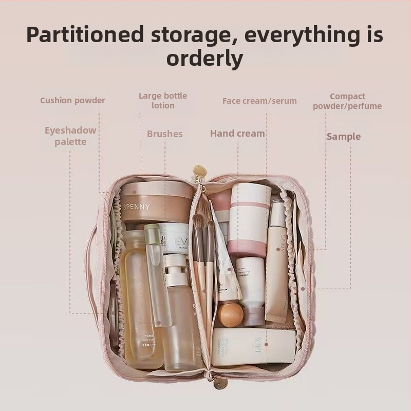 Priehľadná PU kozmetická taška pre ženy, prenosná na cestovanie, s veľkou kapacitou