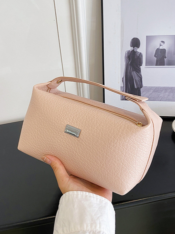 Καλλυντική τσάντα PU, αστικό μίνιμαλ στυλ, επένδυση πολυεστέρα, Άνοιξη 2025, χώρος αποθήκευσης