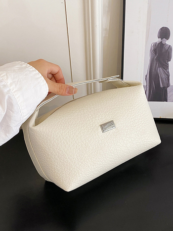 Καλλυντική τσάντα PU, αστικό μίνιμαλ στυλ, επένδυση πολυεστέρα, Άνοιξη 2025, χώρος αποθήκευσης