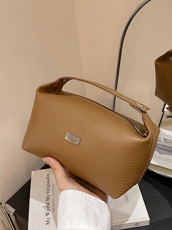 Καλλυντική τσάντα PU, αστικό μίνιμαλ στυλ, επένδυση πολυεστέρα, Άνοιξη 2025, χώρος αποθήκευσης