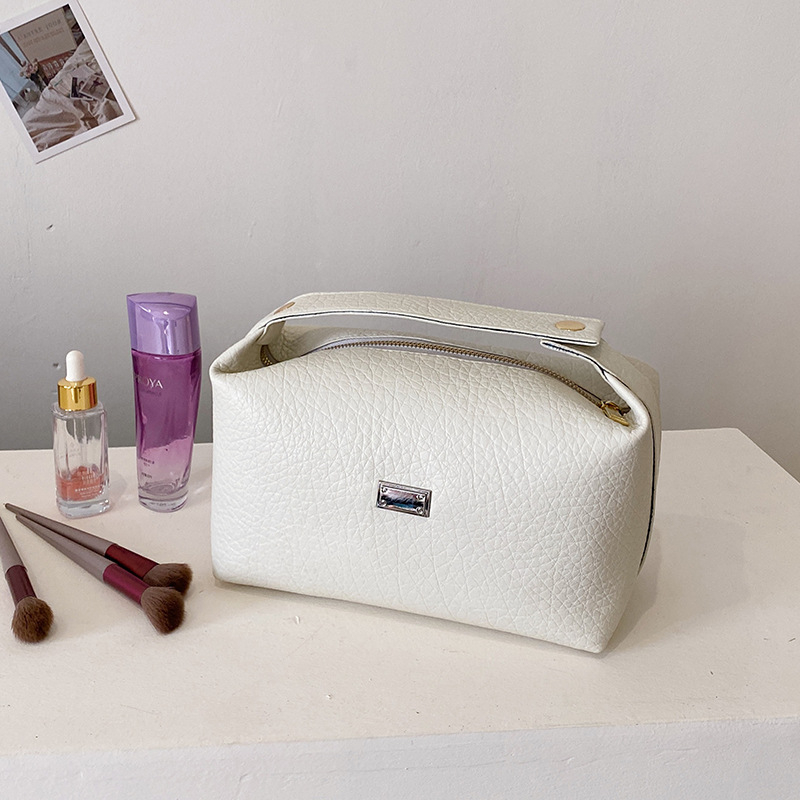 Καλλυντική τσάντα PU, αστικό μίνιμαλ στυλ, επένδυση πολυεστέρα, Άνοιξη 2025, χώρος αποθήκευσης