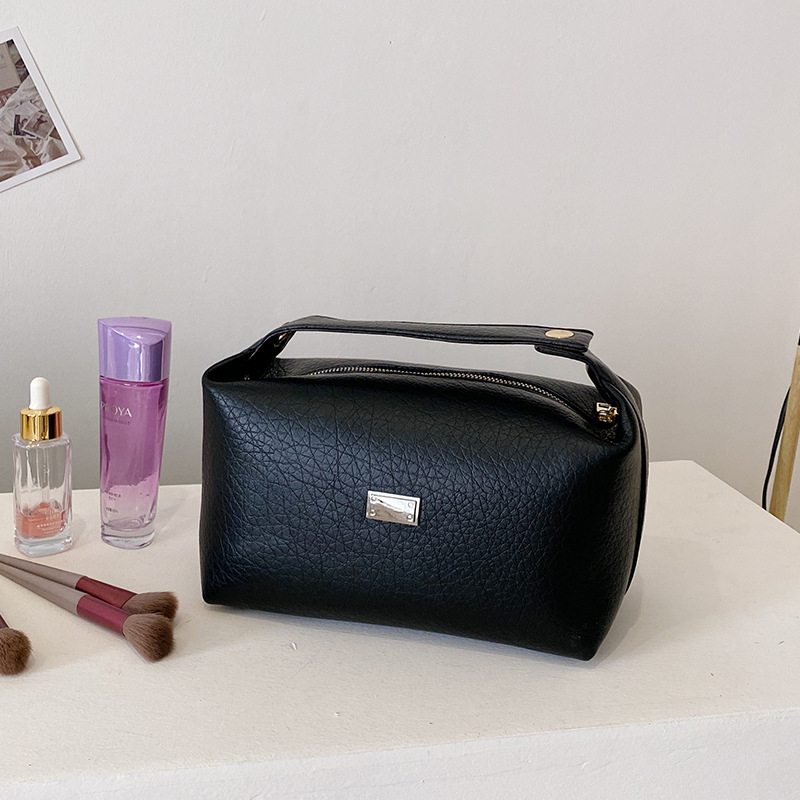 Καλλυντική τσάντα PU, αστικό μίνιμαλ στυλ, επένδυση πολυεστέρα, Άνοιξη 2025, χώρος αποθήκευσης