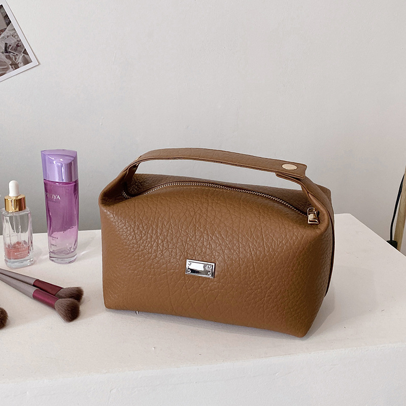 Καλλυντική τσάντα PU, αστικό μίνιμαλ στυλ, επένδυση πολυεστέρα, Άνοιξη 2025, χώρος αποθήκευσης