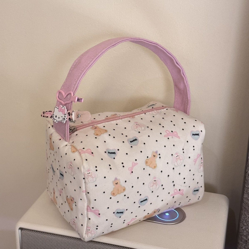 Geantă de machiaj și trusă de toaletă cu design ursuleț desen animat, capacitate mare pentru călătorii (Material: poliester; Captușire: Oxford; Model: Altul; Potrivit pentru depozitare acasă)