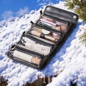 Τσαντάκι μακιγιάζ από συνθετικό δέρμα με επένδυση PU, στυλ ώρινης γυναίκας, κατάλληλο για οικιακή αποθήκευση