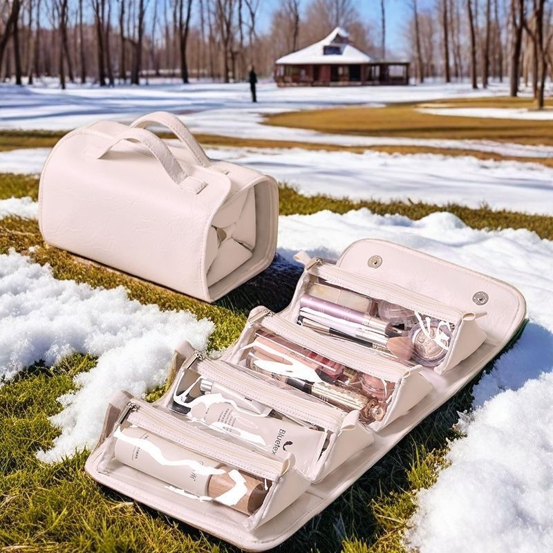 Τσαντάκι μακιγιάζ από συνθετικό δέρμα με επένδυση PU, στυλ ώρινης γυναίκας, κατάλληλο για οικιακή αποθήκευση