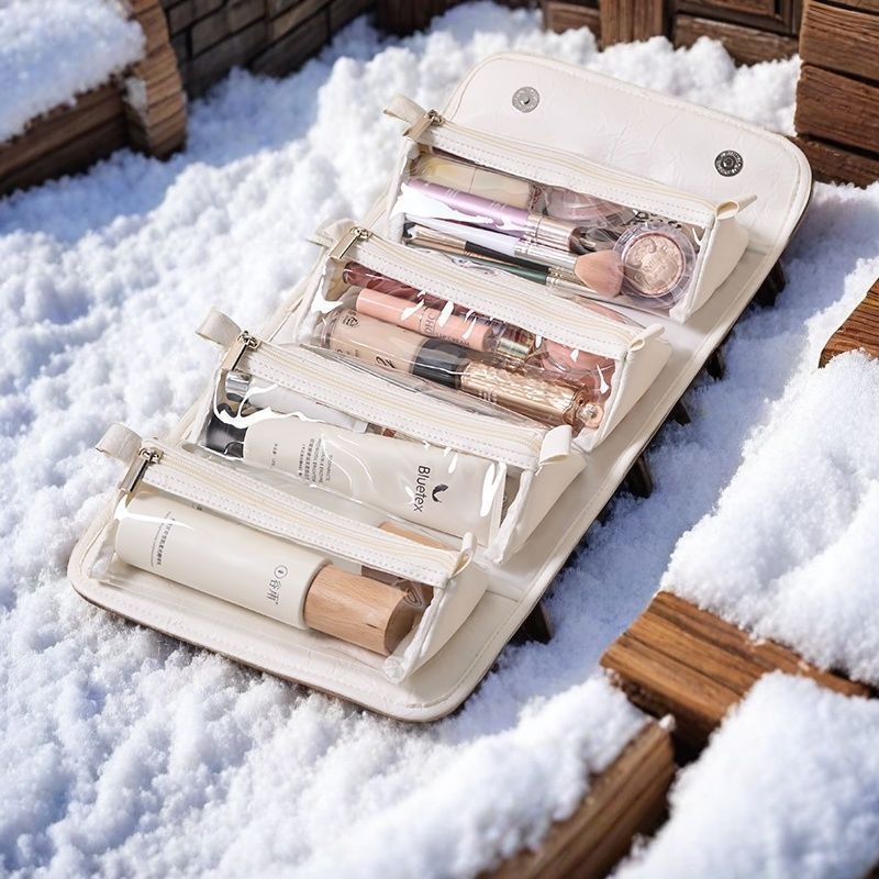 Τσαντάκι μακιγιάζ από συνθετικό δέρμα με επένδυση PU, στυλ ώρινης γυναίκας, κατάλληλο για οικιακή αποθήκευση