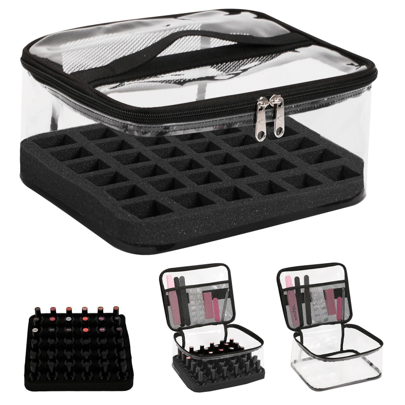 Prozirna PVC torbica za šminku i organizator lakova za nokte, velika kapaciteta, putna torba