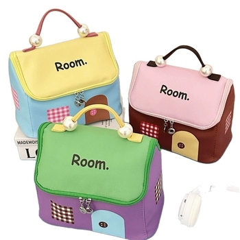 Τσαντάκι καλλυντικών με μεγάλο χώρο, υλικό PU, μοτίβο γραμμάτων, χωριστές θήκες, φορητός ταξιδιωτικός οργανωτής