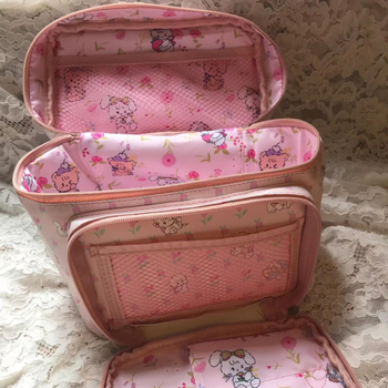Geantă de cosmetică cu imprimeu desen animat, capacitate mare, portabilă pentru călătorii, PU material