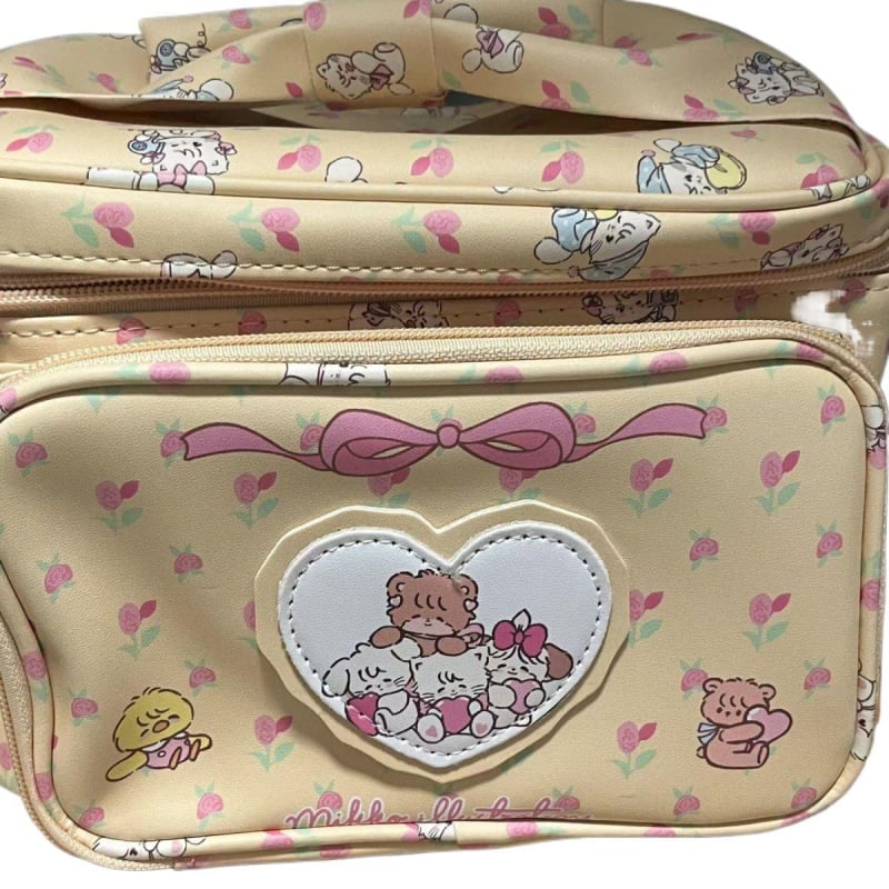 Geantă de cosmetică cu imprimeu desen animat, capacitate mare, portabilă pentru călătorii, PU material