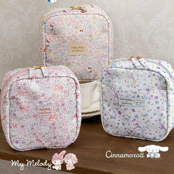 Kozmetička torbica s motivom crtane mačke, japanskog stila, Oxford platno, zatvarač, velika kapaciteta s pretincima