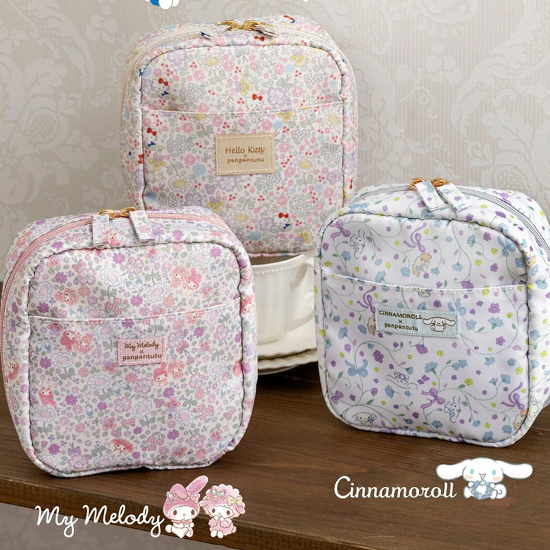 Kozmetička torbica s motivom crtane mačke, japanskog stila, Oxford platno, zatvarač, velika kapaciteta s pretincima