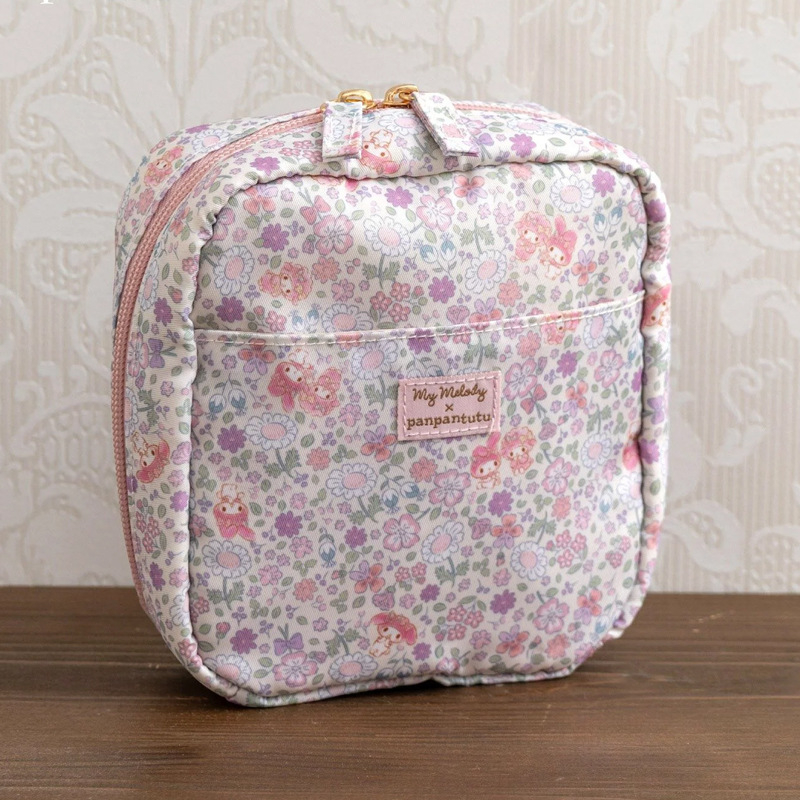 Kozmetička torbica s motivom crtane mačke, japanskog stila, Oxford platno, zatvarač, velika kapaciteta s pretincima