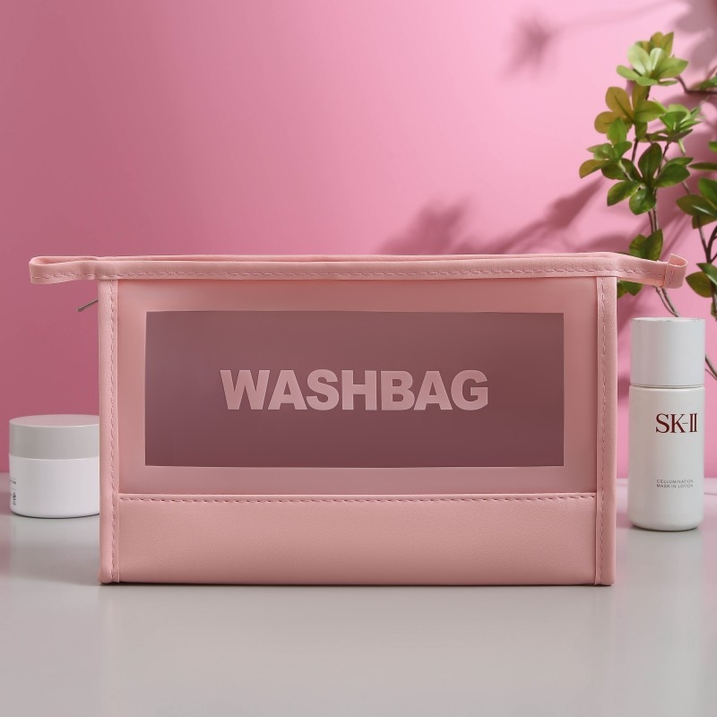 Τσάντα αποθήκευσης καλλυντικών και ειδών προσωπικής φροντίδας, μεγάλη χωρητικότητα, διαφανής, PU υλικό, αδιάβροχη και ανθεκτική στη σκόνη, επένδυση από πολυεστέρα