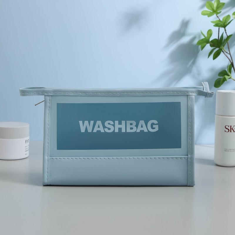 Τσάντα αποθήκευσης καλλυντικών και ειδών προσωπικής φροντίδας, μεγάλη χωρητικότητα, διαφανής, PU υλικό, αδιάβροχη και ανθεκτική στη σκόνη, επένδυση από πολυεστέρα