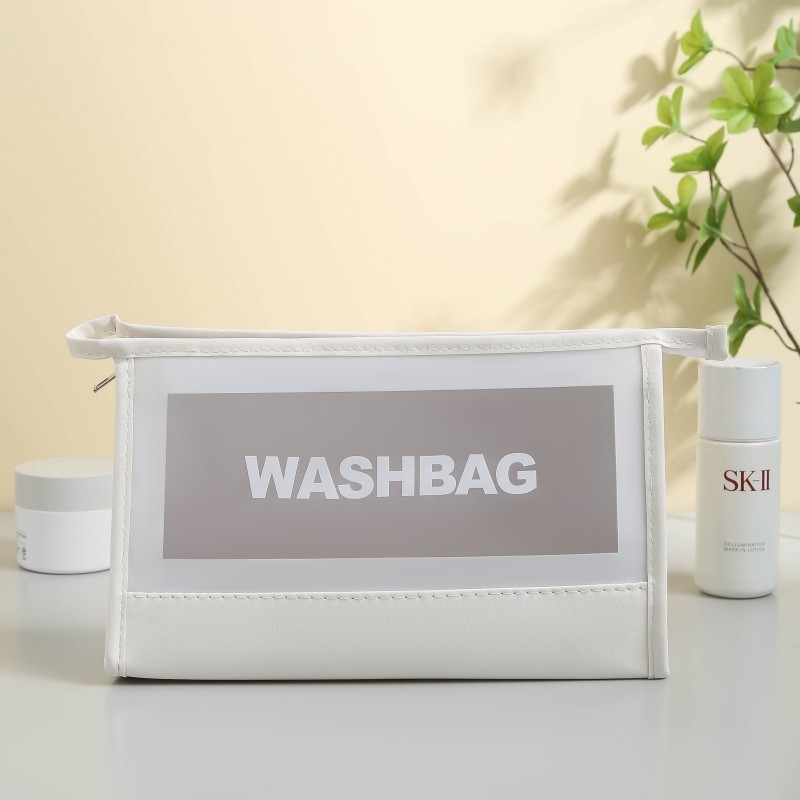 Τσάντα αποθήκευσης καλλυντικών και ειδών προσωπικής φροντίδας, μεγάλη χωρητικότητα, διαφανής, PU υλικό, αδιάβροχη και ανθεκτική στη σκόνη, επένδυση από πολυεστέρα