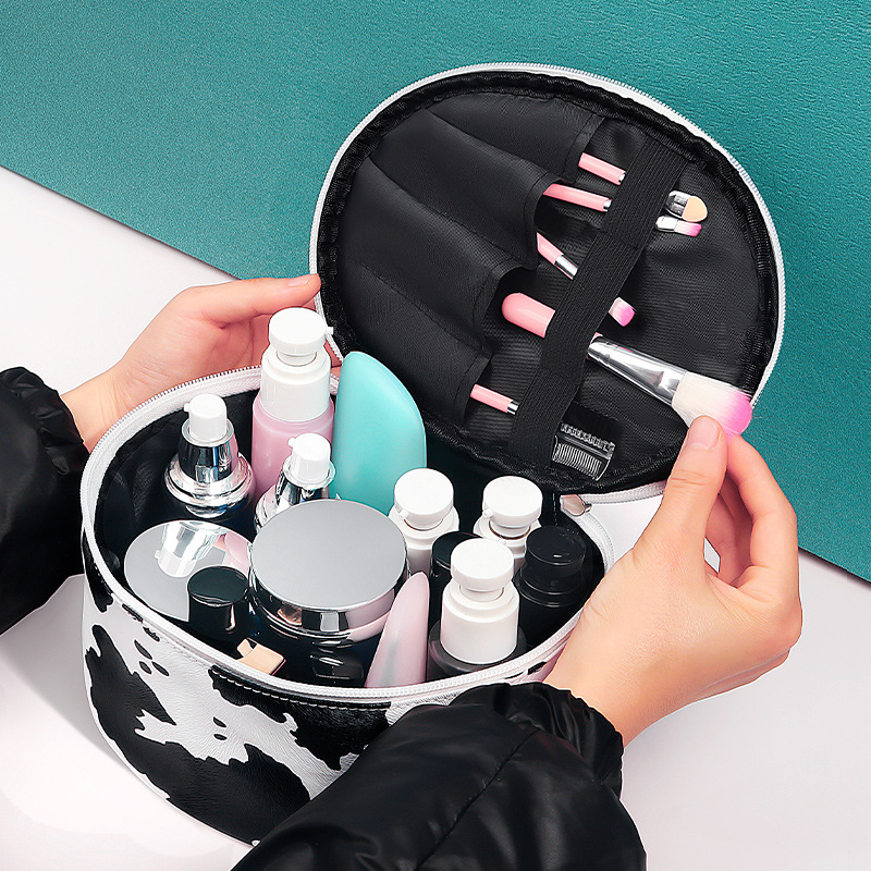 Τσαντάκι μακιγιάζ από PU με μοτίβο γάλακτος, επένδυση πολυεστέρα, θερμική μεταφορά, unisex