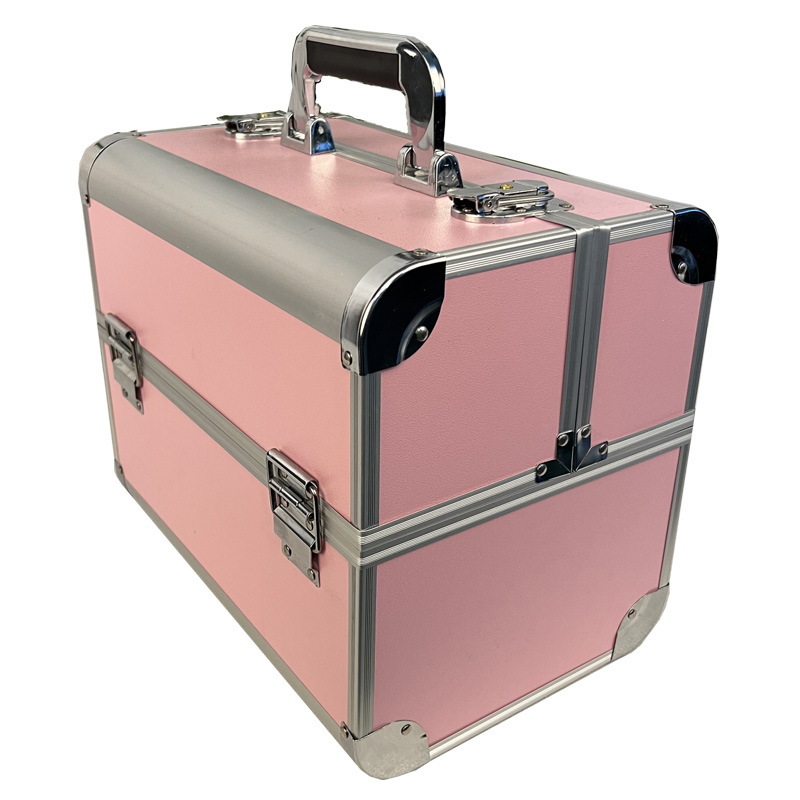 Φορητό πολυεπίπεδο καλλυντικό κουτί με επεκτεινόμενο στρώμα, πλαίσιο από κράμα αλουμινίου, κλείσιμο με λουκέτο, τροχοί μονής κατεύθυνσης