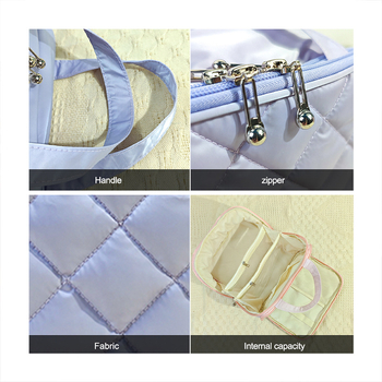 Geantă de călătorie pentru cosmetice cu fermoar dublu, material poliester, buzunar interior cu fermoar, mâner moale, impermeabil