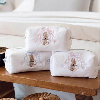 Geantă de machiaj cu model de personaj, exterior din bumbac, căptușeală din poliester, stil proaspăt și drăguț, vara 2024