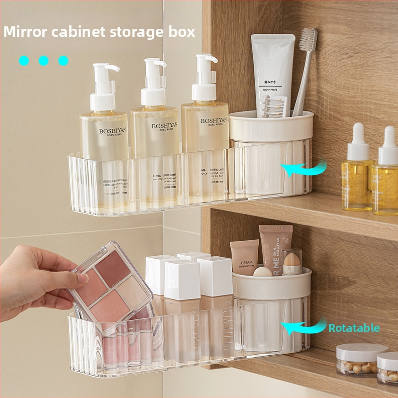 Nachuan Otáčavá zrkadlová skrinka na skladovanie, priehľadná, PS+PP, tlačené logo, prispôsobiteľné, spustenie 2025