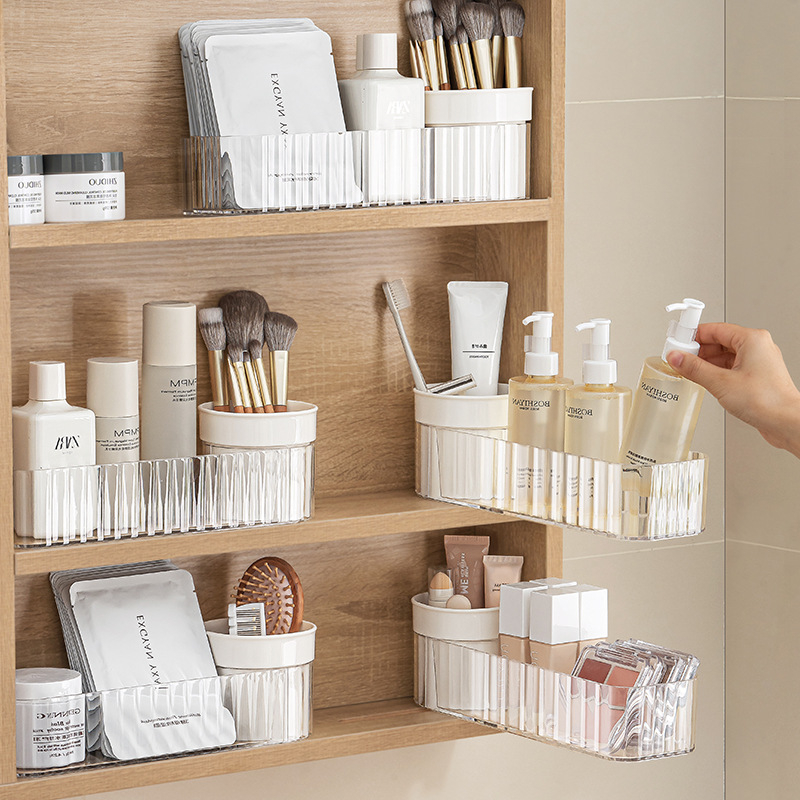 Nachuan Въртящ се шкаф за огледало за съхранение, прозрачен, PS+PP, лого отпечатано, персонализируемо, пускане през 2025 г.