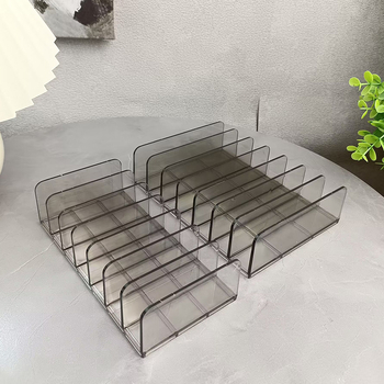 Десктопен прозрачен акрилен организатор за сенки и пудри, с 7 секции за маски и клип за визитки