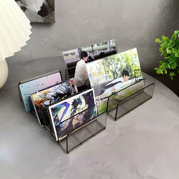 Десктопен прозрачен акрилен организатор за сенки и пудри, с 7 секции за маски и клип за визитки