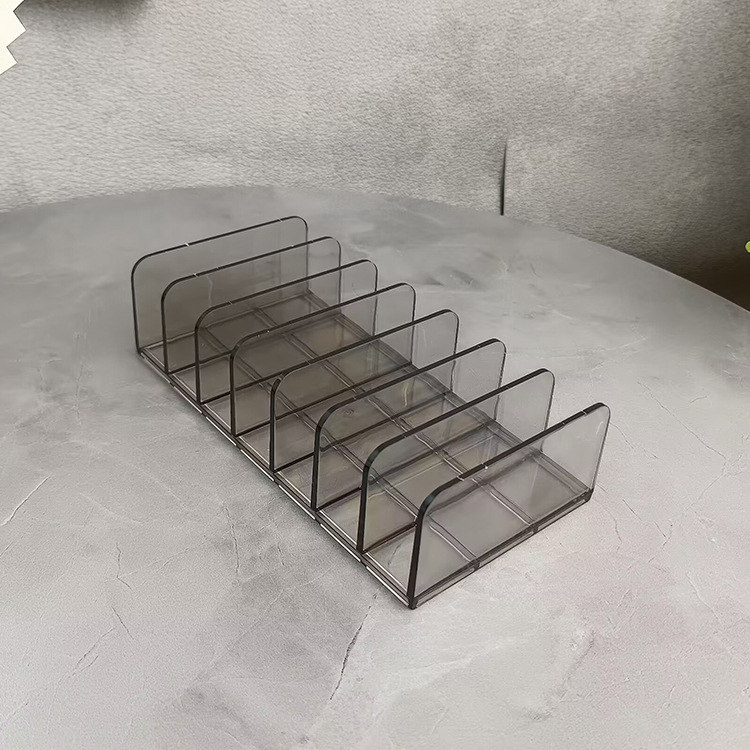 Десктопен прозрачен акрилен организатор за сенки и пудри, с 7 секции за маски и клип за визитки