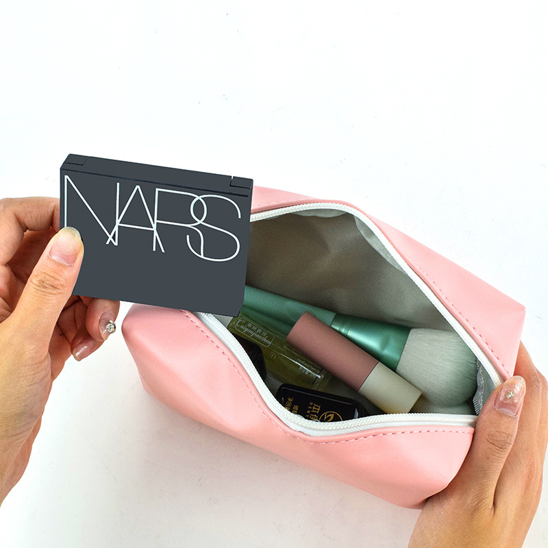 Geantă de machiaj din PU, mică, multifuncțională, impermeabilă, cu formă octagonală și imprimare