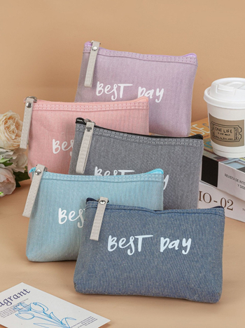 Geantă de machiaj din bumbac, design monocrom, model YZ-36, impermeabilă și ultraușoară.