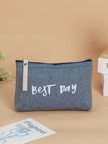 Geantă de machiaj din bumbac, design monocrom, model YZ-36, impermeabilă și ultraușoară.