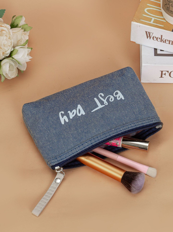 Geantă de machiaj din bumbac, design monocrom, model YZ-36, impermeabilă și ultraușoară.