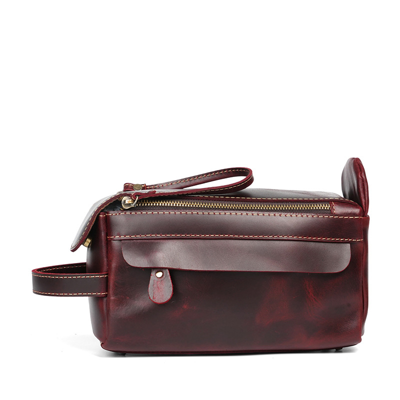 Clutch torba od kože prve sloje, podstava od poliester materijala, proširiva kapacitet, višestruka pohrana kozmetike