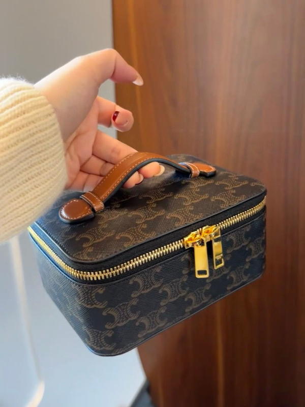 Geantă cosmetică cu curea crossbody, fibră super + lemn, căptușeală din pânză, lansare primăvara 2024, unisex