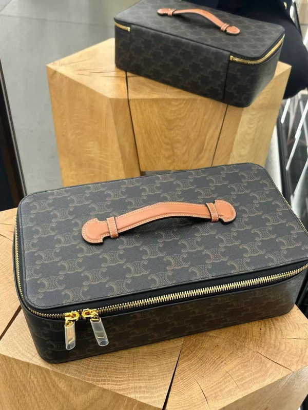 Geantă cosmetică cu curea crossbody, fibră super + lemn, căptușeală din pânză, lansare primăvara 2024, unisex
