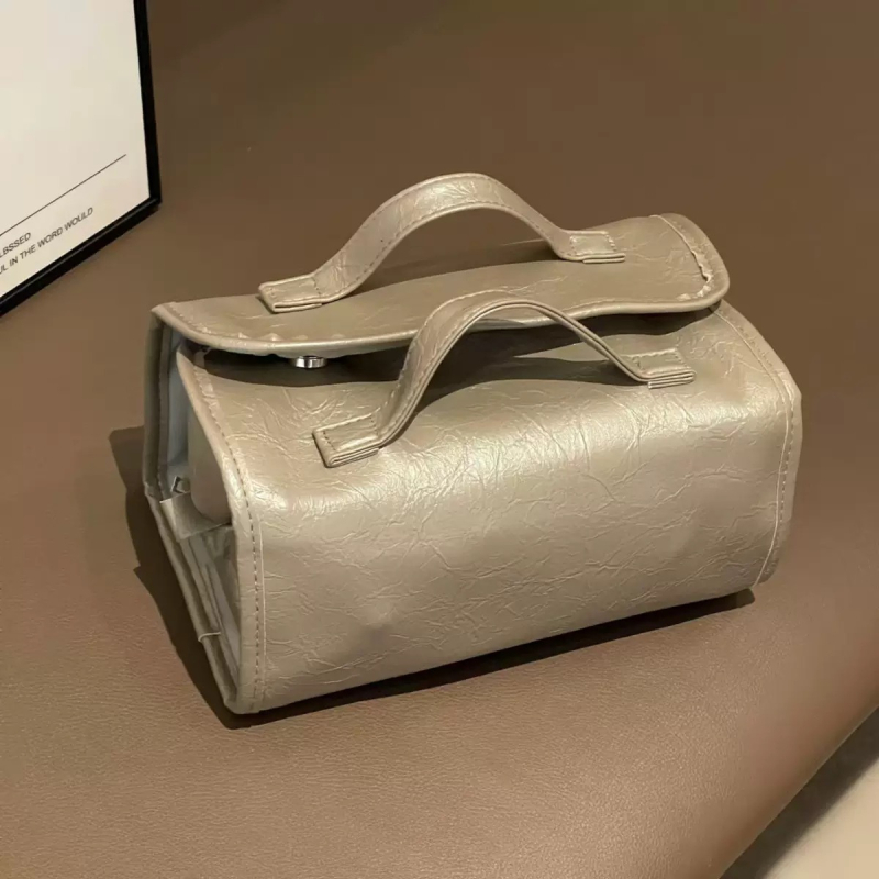 Geantă de machiaj PU, impermeabilă, pliabilă, cu design stratificat și mai multe compartimente, căptușită cu nylon