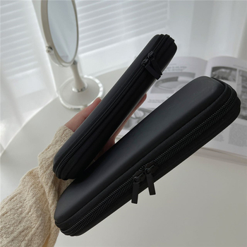 Geantă pentru pensule de machiaj – portabilă pentru călătorii, PU material, impermeabilă, căptușire din plasă, model solid, unisex