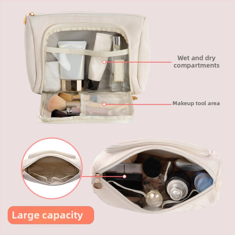 Make-up taška na uloženie štetcov, PU materiál, PU podšívka, jednotný vzor, vodeodolná, zips