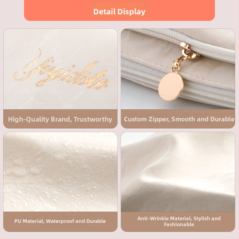 Make-up taška na uloženie štetcov, PU materiál, PU podšívka, jednotný vzor, vodeodolná, zips