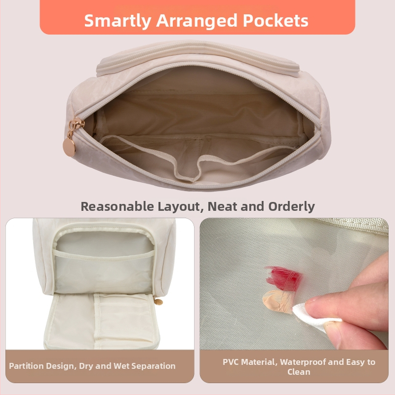 Make-up taška na uloženie štetcov, PU materiál, PU podšívka, jednotný vzor, vodeodolná, zips