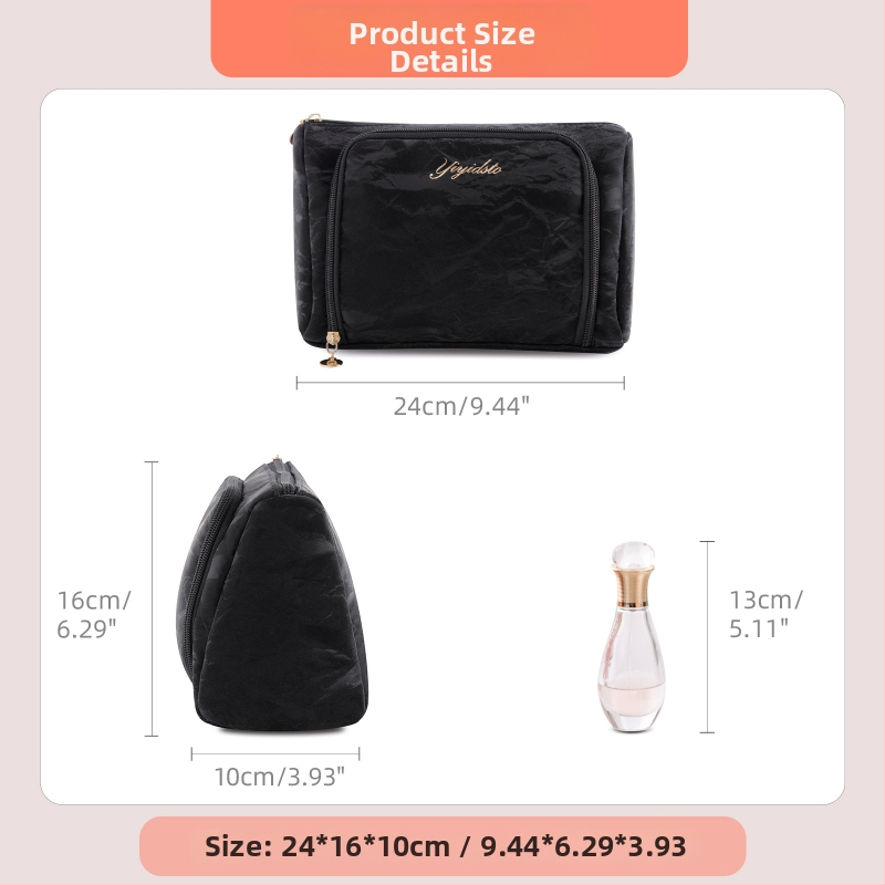 Make-up taška na uloženie štetcov, PU materiál, PU podšívka, jednotný vzor, vodeodolná, zips