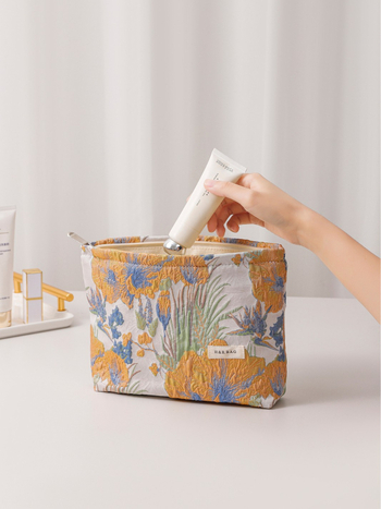 Geantă clutch — din pânză, model floral, purtare în mână, depozitare pentru cosmetice pentru femei