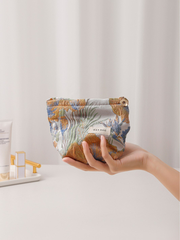 Geantă clutch — din pânză, model floral, purtare în mână, depozitare pentru cosmetice pentru femei