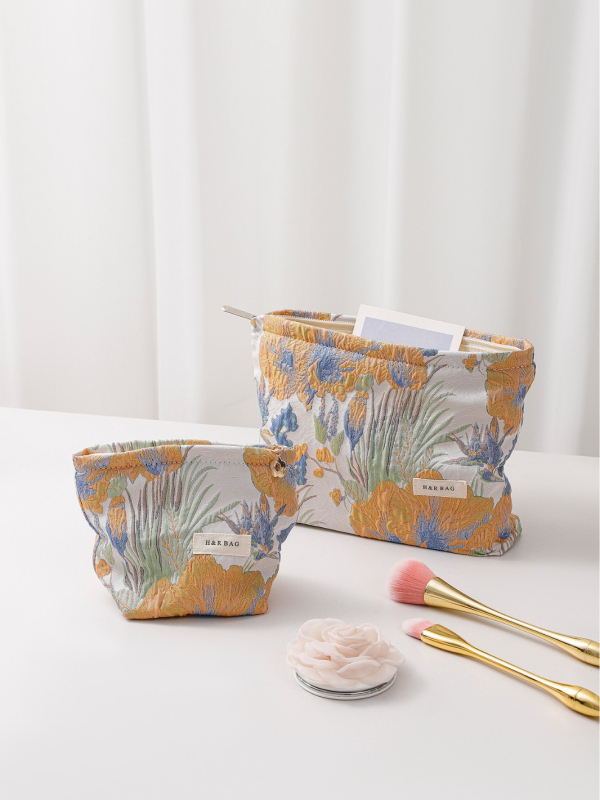 Geantă clutch — din pânză, model floral, purtare în mână, depozitare pentru cosmetice pentru femei
